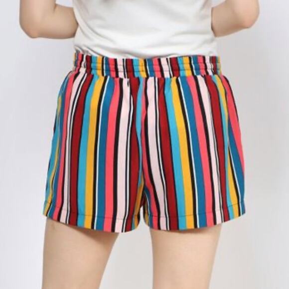 Guess Bright Multicolor Striped High Rise Tie Waist Shorts‎ Size XL - Picture 2 of 10